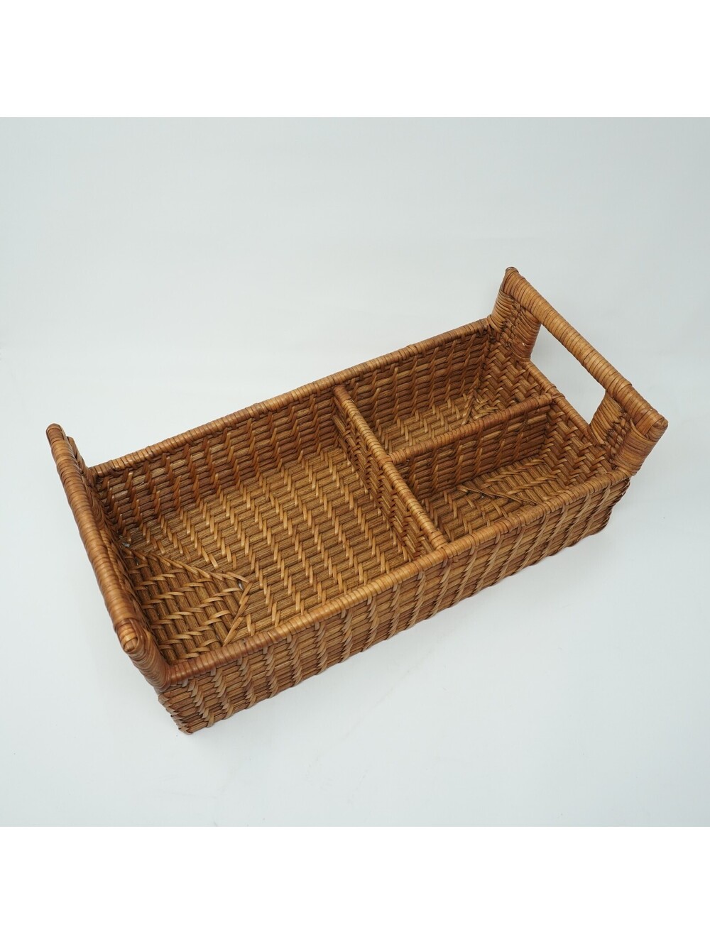 Handwoven Rectangular Storage Basket with Handles and Dividers